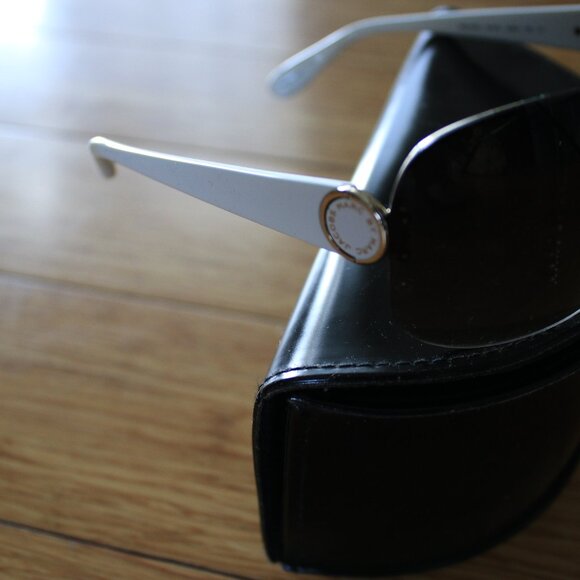 Marc by Marc Jacobs Oversized Wrap Oval Rectangle Sunglasses Brown/White Unisex